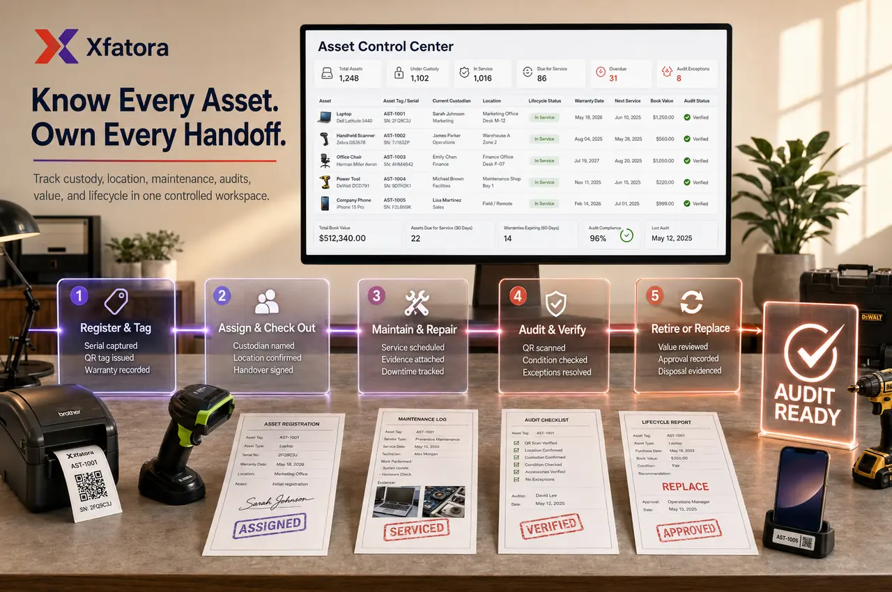 Visual overview of Asset management and fixed asset register ERP software