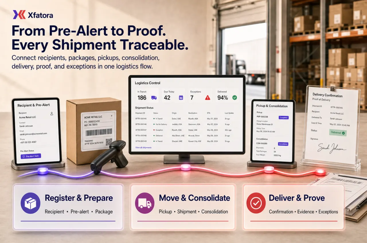 Visual overview of Logistics management and delivery operations ERP software