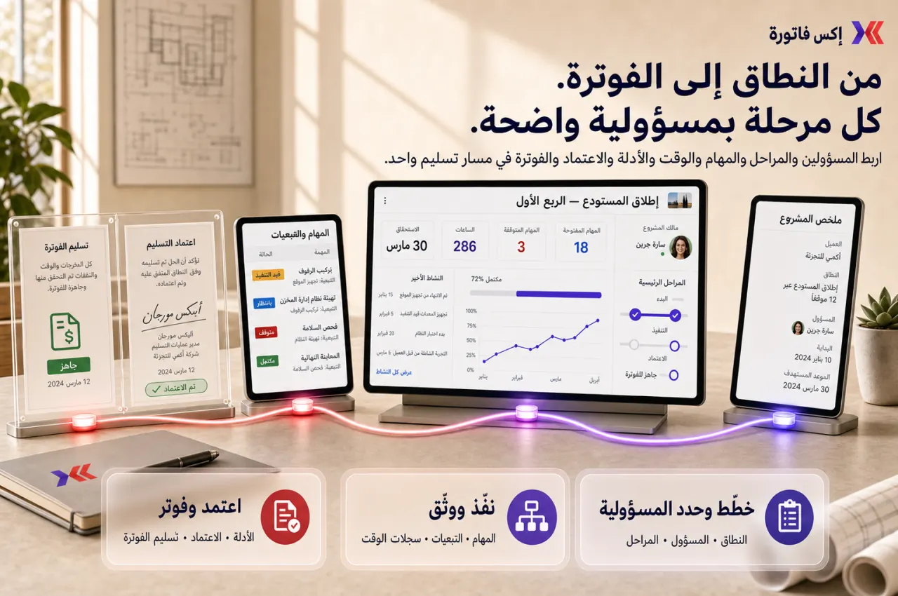مسار تشغيل إكس فاتورة لقطاع الإنشاءات والمقاولات