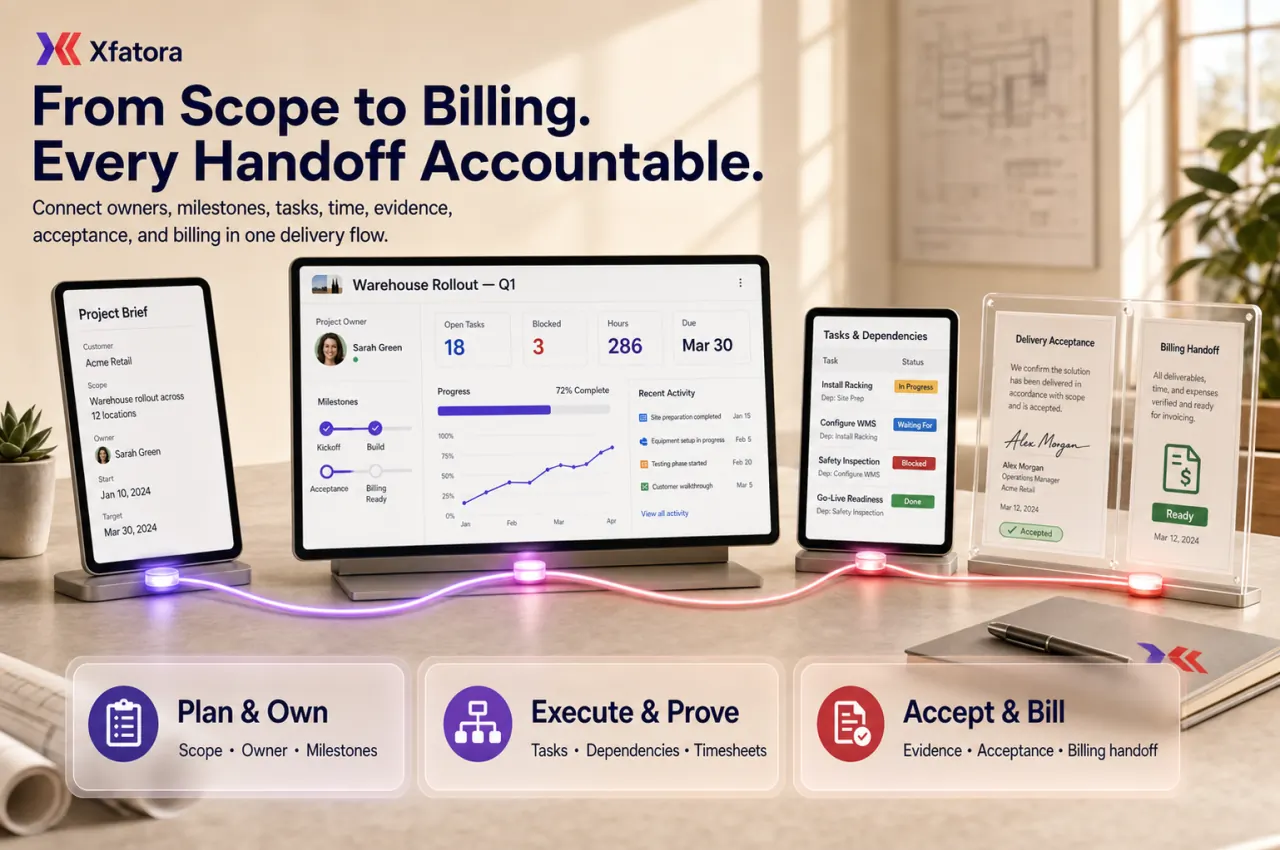 Visual overview of Projects and service delivery ERP software