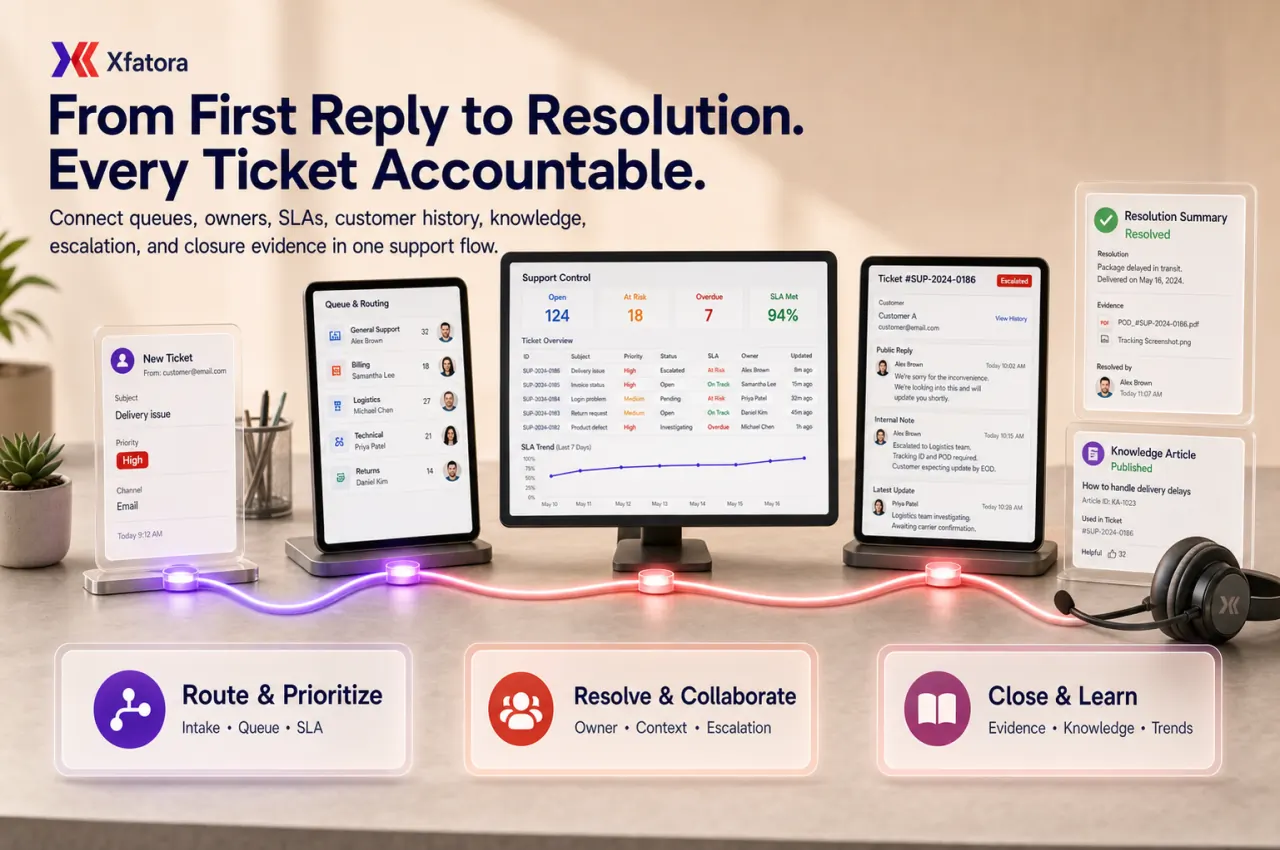 Visual overview of Support desk and customer support ERP software