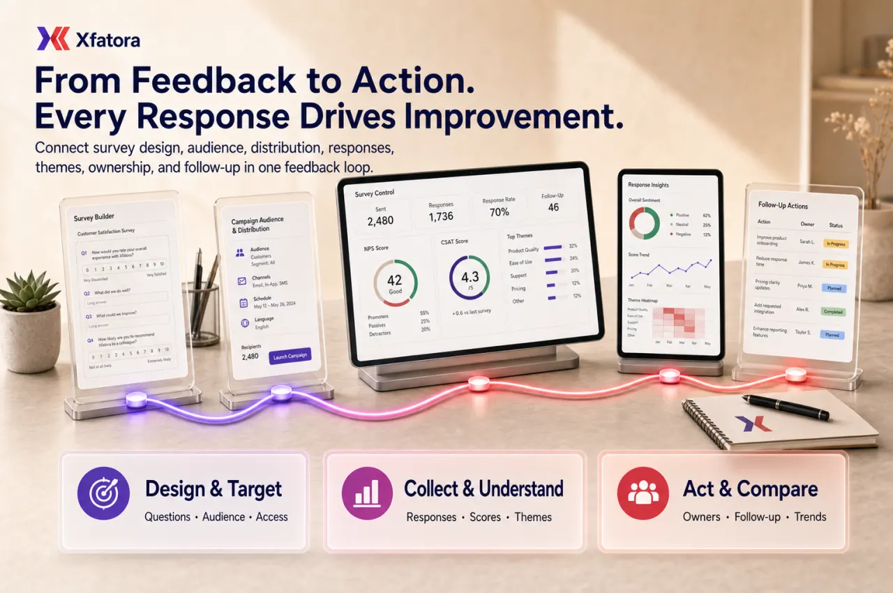 Visual overview of Survey management and customer feedback ERP software