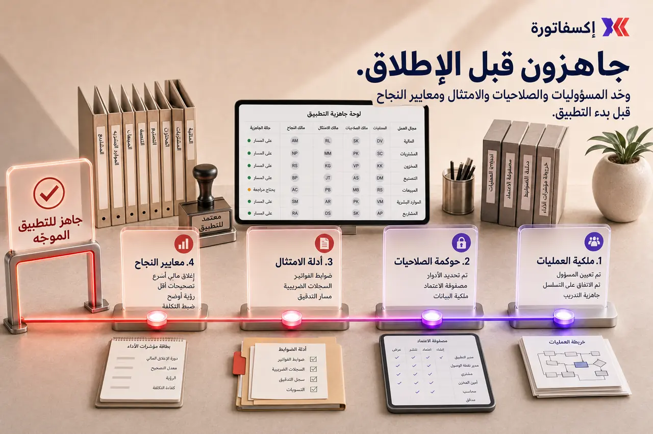 لوحة توضح جاهزية اكس فاتورة ومراجعة المخاطر