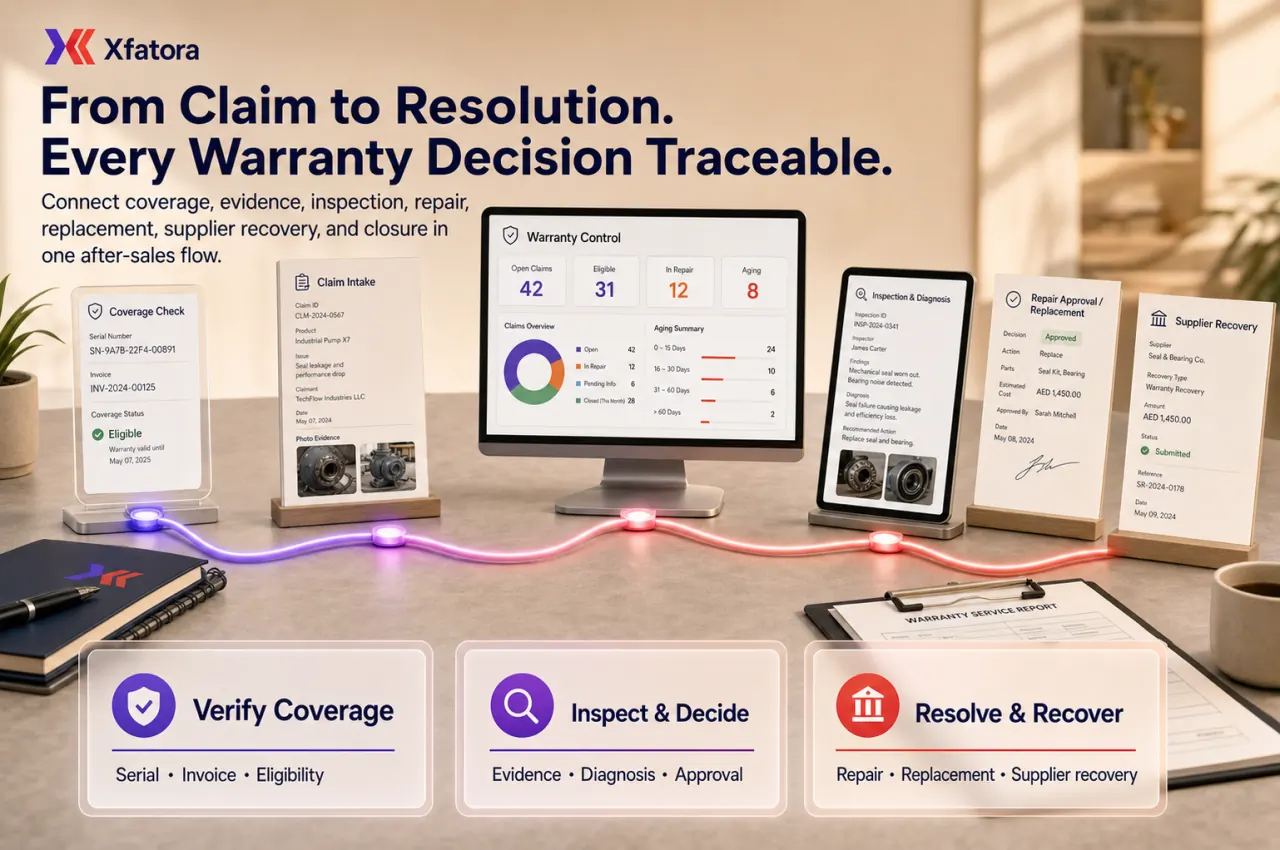 Visual overview of Warranty management and after-sales service ERP software