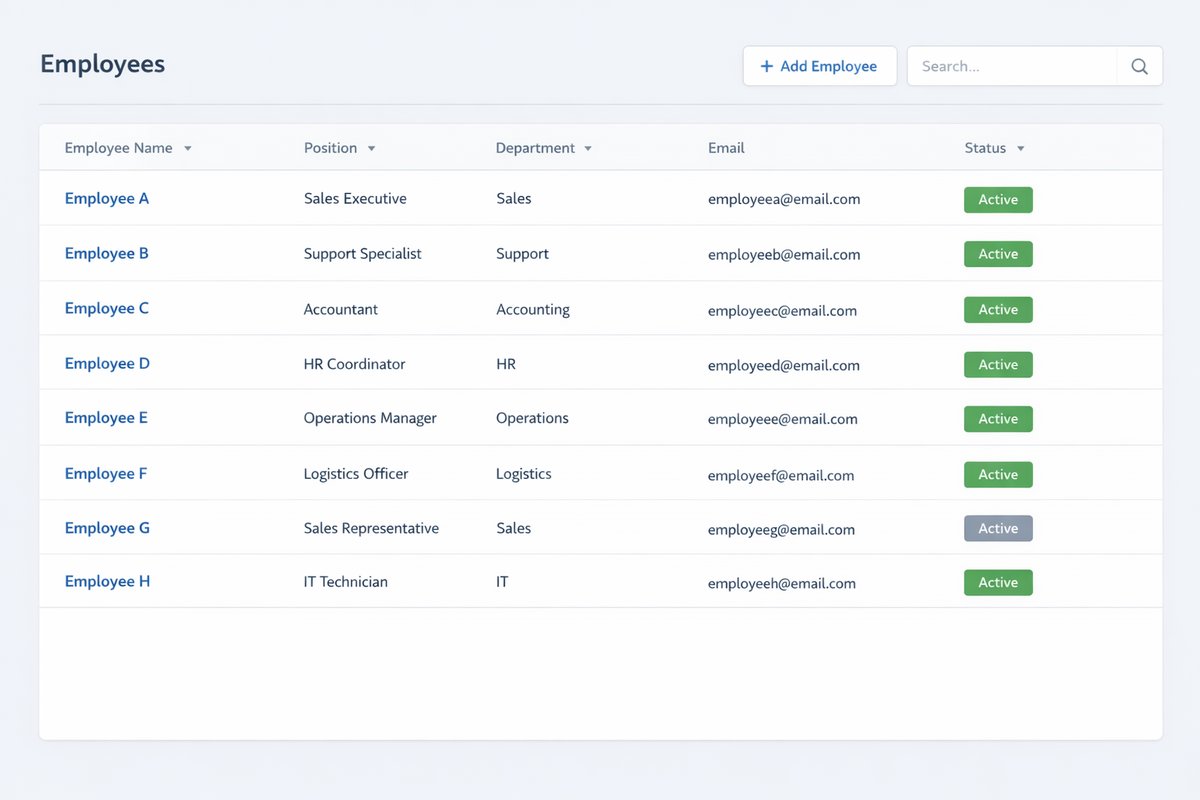 Employees list (Human Resources)