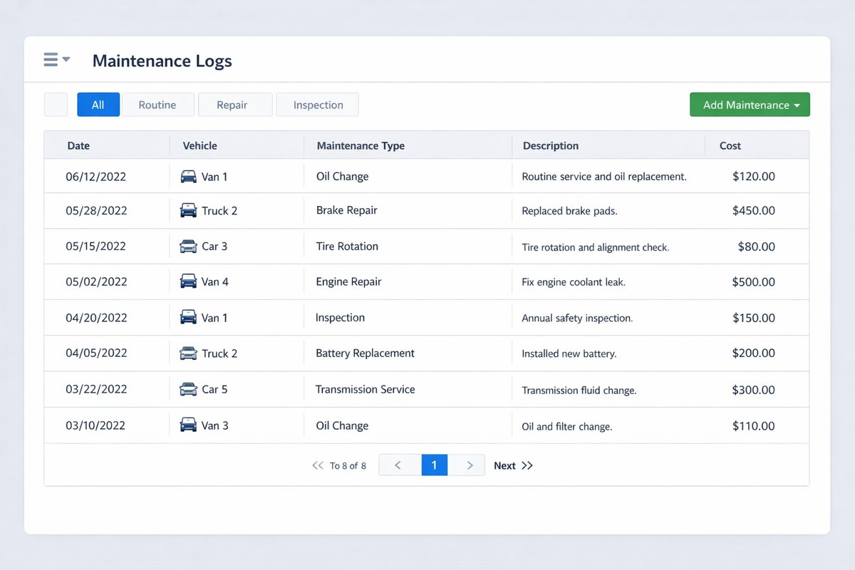 Maintenance logs (Fleet Operations)