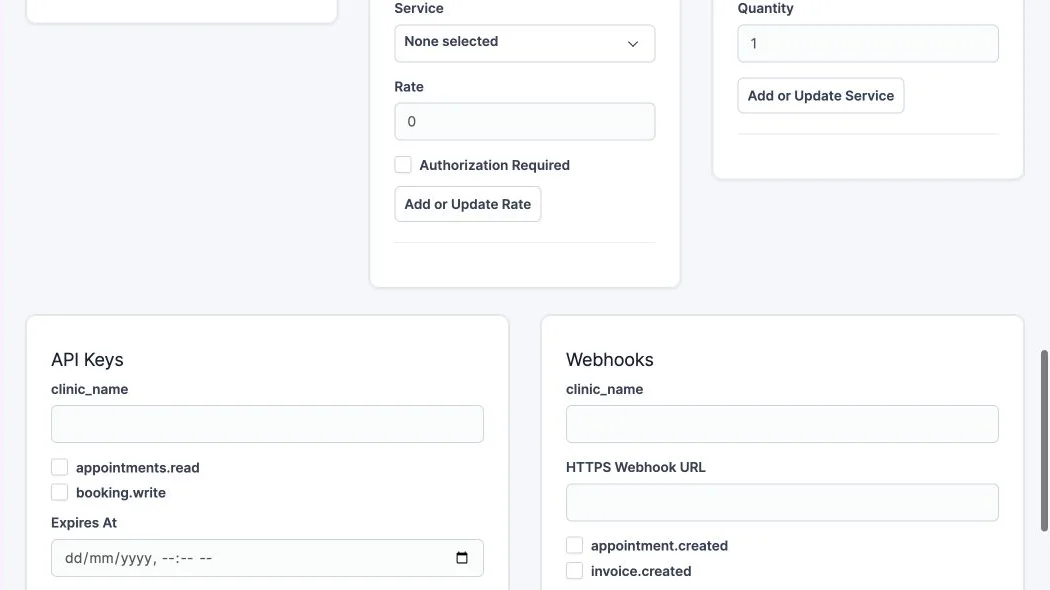 API keys and Webhooks — synthetic test data