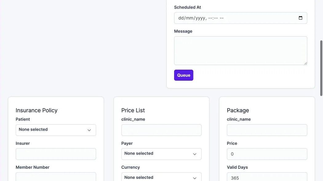 Insurance, pricing and packages — synthetic test data